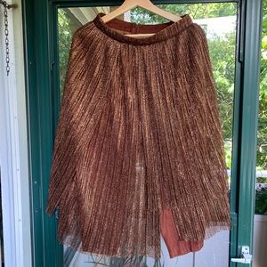 Maeve Copper Gold Midi A-Line Skirt Pant